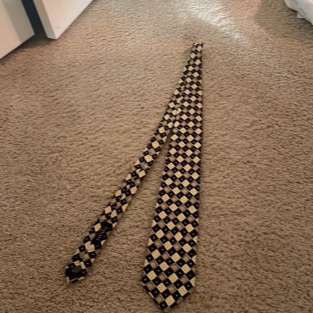 Vintage navy and yellow Canali tie
